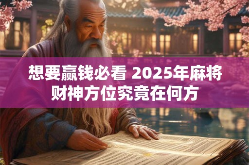 详细阅读:想要赢钱必看 2025年麻将财神方位究竟在何方 想要赢钱必看 2025年麻将财神方位究竟在何方