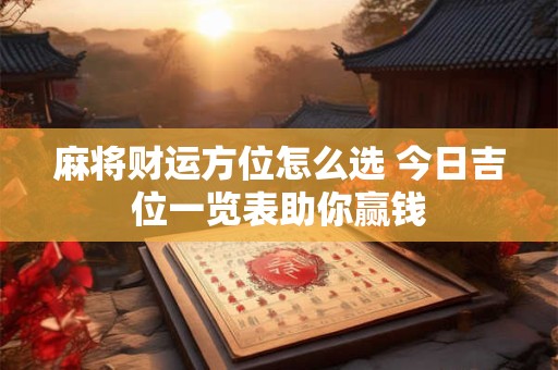 麻将财运方位怎么选 今日吉位一览表助你赢钱