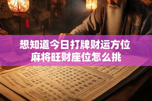 想知道今日打牌财运方位 麻将旺财座位怎么挑
