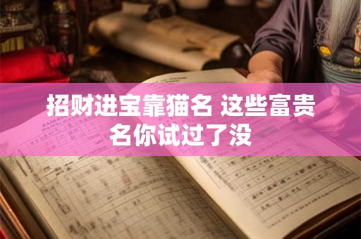 详细阅读:招财进宝靠猫名 这些富贵名你试过了没 招财进宝靠猫名 这些富贵名你试过了没