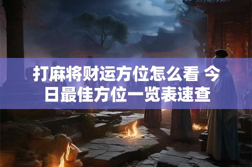 打麻将财运方位怎么看 今日最佳方位一览表速查