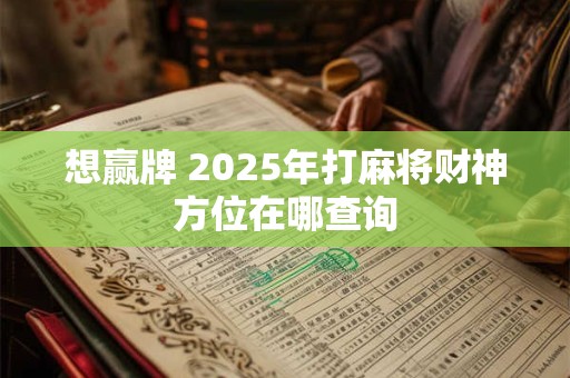 详细阅读:想赢牌 2025年打麻将财神方位在哪查询 想赢牌 2025年打麻将财神方位在哪查询