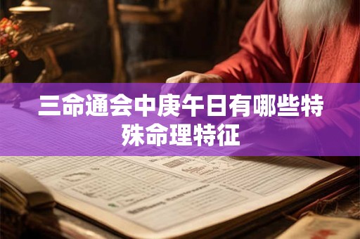 三命通会中庚午日有哪些特殊命理特征