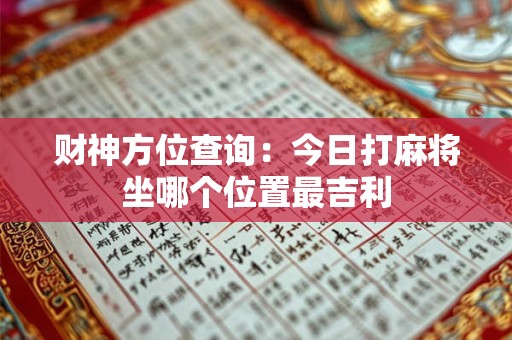 财神方位查询：今日打麻将坐哪个位置最吉利
