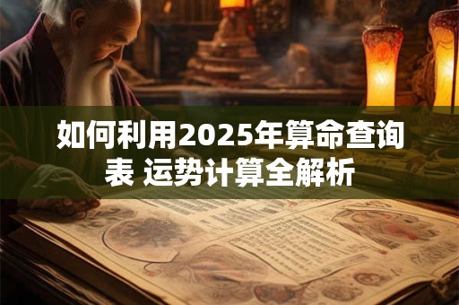 如何利用2025年算命查询表 运势计算全解析