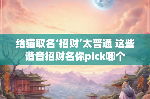给猫取名‘招财’太普通 这些谐音招财名你pick哪个