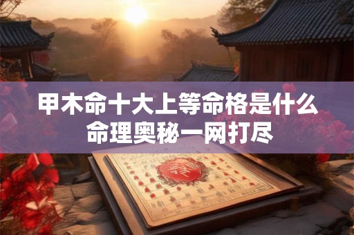 甲木命十大上等命格是什么 命理奥秘一网打尽