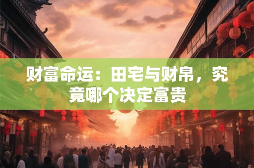 财富命运：田宅与财帛，究竟哪个决定富贵