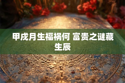 甲戌月生福祸何 富贵之谜藏生辰