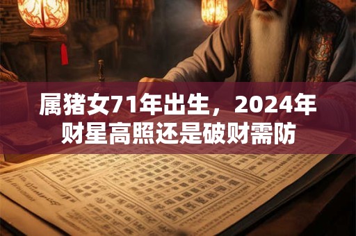 属猪女71年出生，2024年财星高照还是破财需防