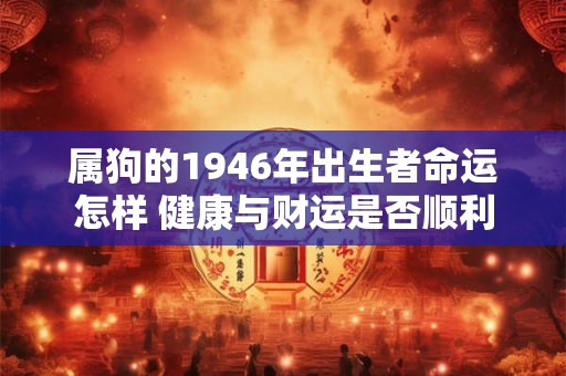 详细阅读:属狗的1946年出生者命运怎样 健康与财运是否顺利 属狗的1946年出生者命运怎样 健康与财运是否顺利