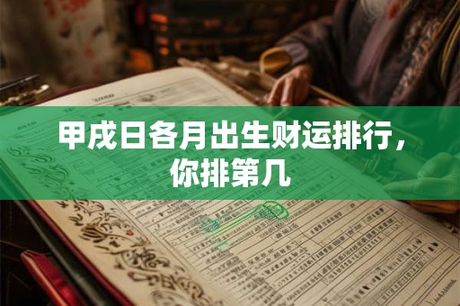 甲戌日各月出生财运排行，你排第几