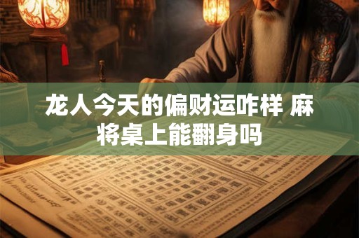 龙人今天的偏财运咋样 麻将桌上能翻身吗