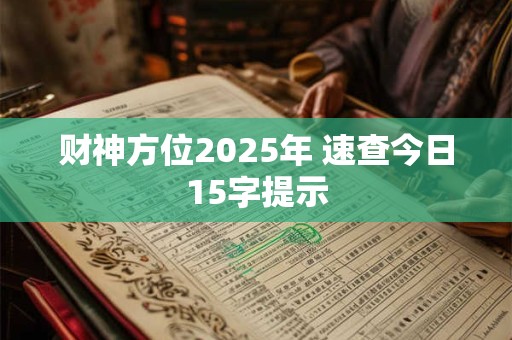 财神方位2025年 速查今日15字提示