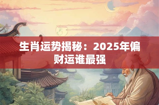 生肖运势揭秘：2025年偏财运谁最强