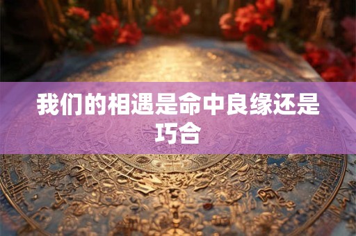 我们的相遇是命中良缘还是巧合