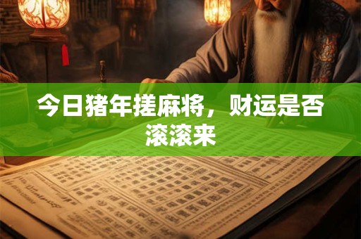 今日猪年搓麻将，财运是否滚滚来