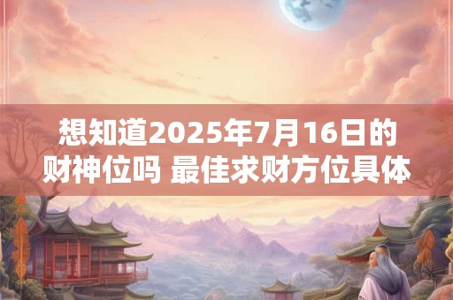 想知道2025年7月16日的财神位吗 最佳求财方位具体在哪儿