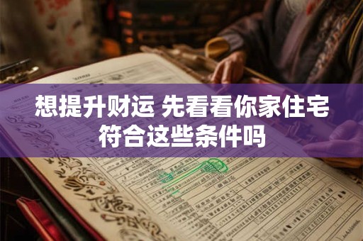 想提升财运 先看看你家住宅符合这些条件吗