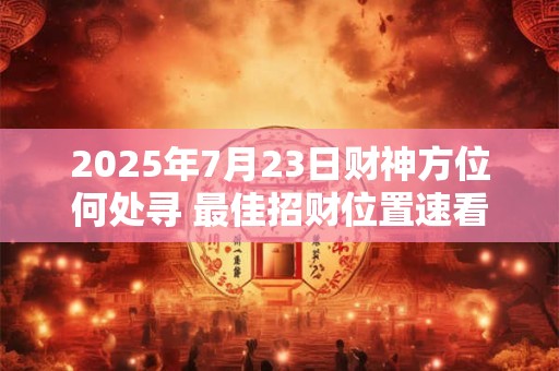 2025年7月23日财神方位何处寻 最佳招财位置速看
