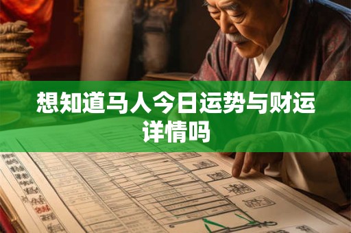 想知道马人今日运势与财运详情吗