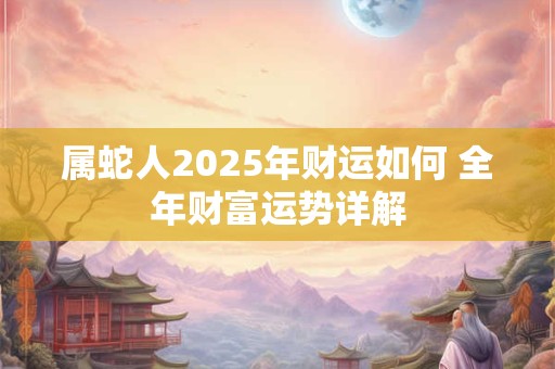 属蛇人2025年财运如何 全年财富运势详解 属蛇人2025年财运如何 全年财富运势详解