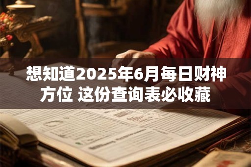 想知道2025年6月每日财神方位 这份查询表必收藏