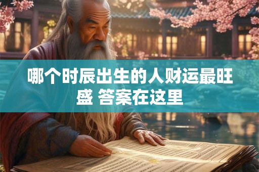 哪个时辰出生的人财运最旺盛 答案在这里
