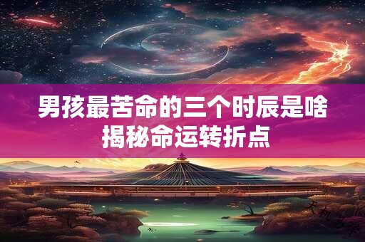 男孩最苦命的三个时辰是啥 揭秘命运转折点