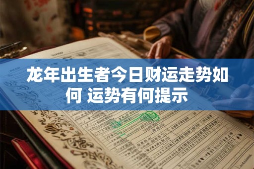 龙年出生者今日财运走势如何 运势有何提示
