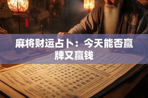 麻将财运占卜：今天能否赢牌又赢钱