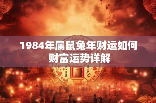 详细阅读:1984年属鼠兔年财运如何 财富运势详解 1984年属鼠兔年财运如何 财富运势详解