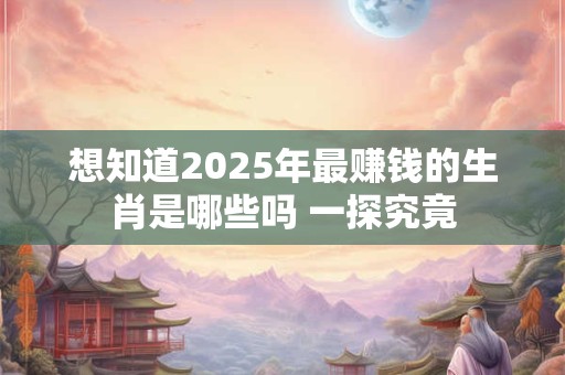 想知道2025年最赚钱的生肖是哪些吗 一探究竟