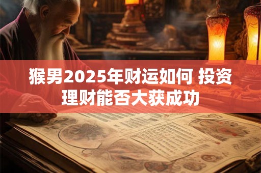 猴男2025年财运如何 投资理财能否大获成功