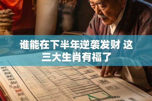 谁能在下半年逆袭发财 这三大生肖有福了