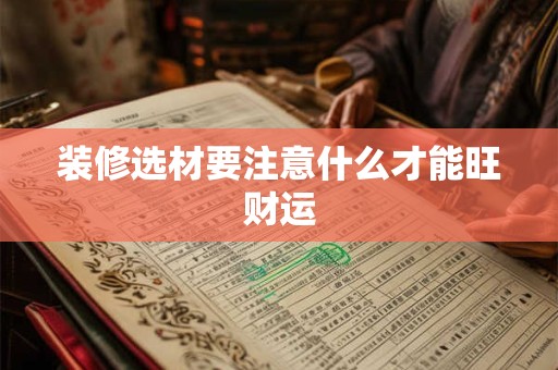 装修选材要注意什么才能旺财运