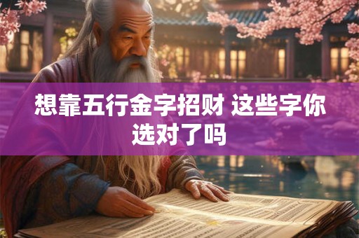 想靠五行金字招财 这些字你选对了吗