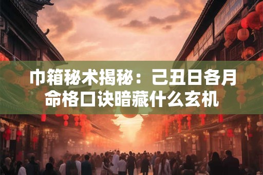 巾箱秘术揭秘：己丑日各月命格口诀暗藏什么玄机