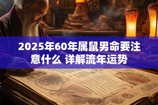 详细阅读:2025年60年属鼠男命要注意什么 详解流年运势 2025年60年属鼠男命要注意什么 详解流年运势