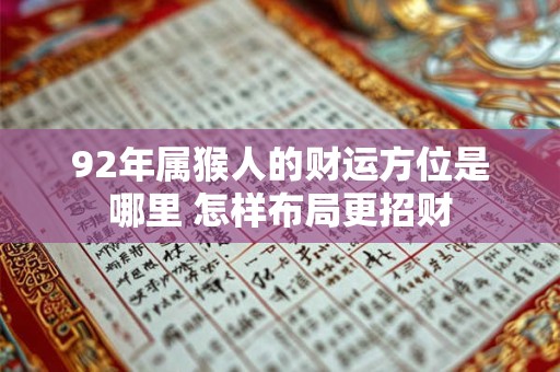 92年属猴人的财运方位是哪里 怎样布局更招财