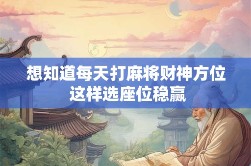 想知道每天打麻将财神方位 这样选座位稳赢