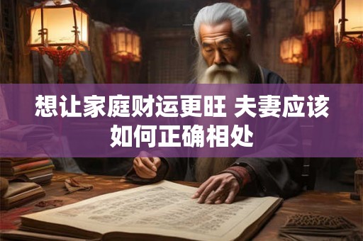 想让家庭财运更旺 夫妻应该如何正确相处