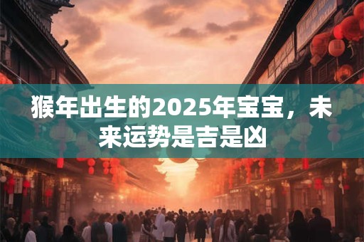 详细阅读:猴年出生的2025年宝宝,未来运势是吉是凶 猴年出生的2025年宝宝,未来运势是吉是凶