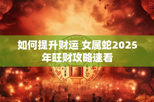 如何提升财运 女属蛇2025年旺财攻略速看