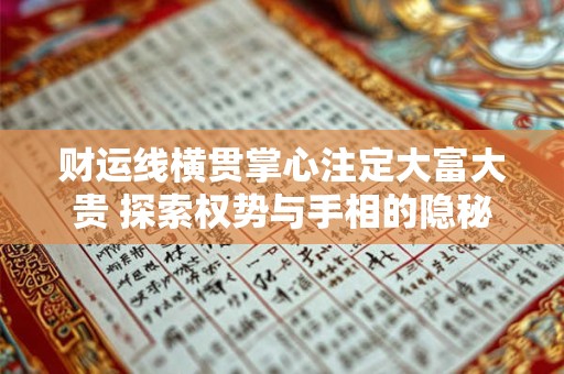 财运线横贯掌心注定大富大贵 探索权势与手相的隐秘关联