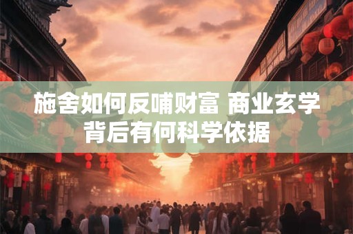 施舍如何反哺财富 商业玄学背后有何科学依据