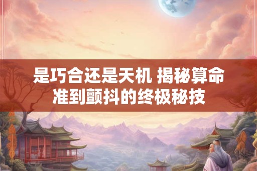 详细阅读:是巧合还是天机 揭秘算命准到颤抖的终极秘技 是巧合还是天机 揭秘算命准到颤抖的终极秘技