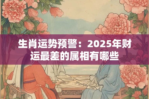 生肖运势预警：2025年财运最差的属相有哪些