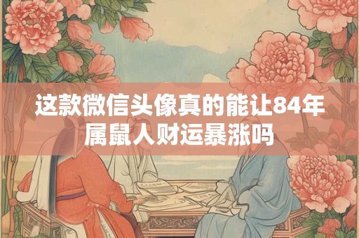 这款微信头像真的能让84年属鼠人财运暴涨吗