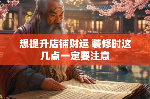 想提升店铺财运 装修时这几点一定要注意
